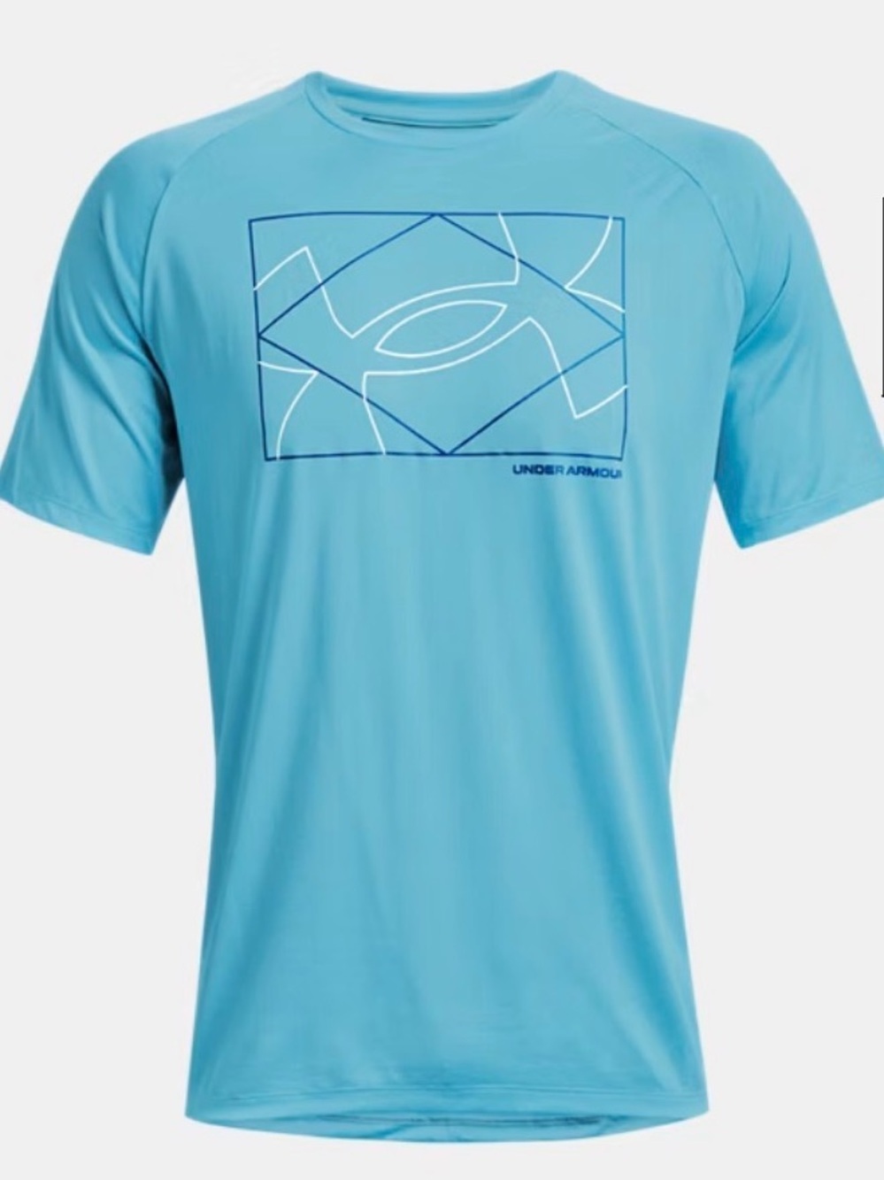 UNDER ARMOUR Oversized Tee Shirt Logo Graphic Design Light Blue Size XXL